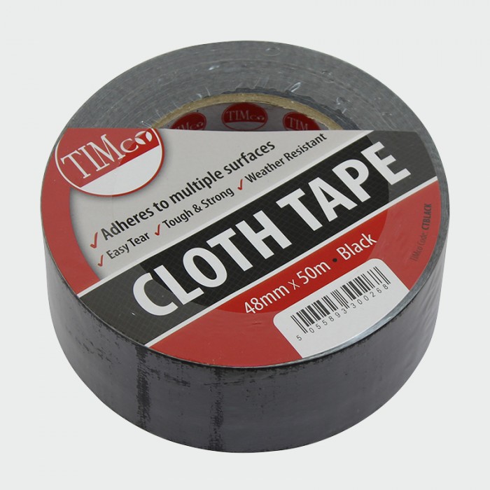 Cloth Tape - Black 50m x 48mm - WEL BM