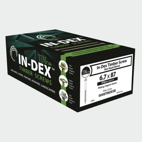 6.7 x 75 In-Dex Timber Screw HEX - Box 50