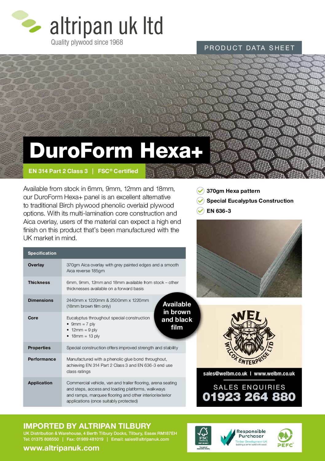 Duroform Hexa Phenolic Plywood – Class 3 Exterior Grade, Slip-Rated R11/R12 | National Main Agent | Wel Timber