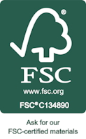 FSC certified logo on green background